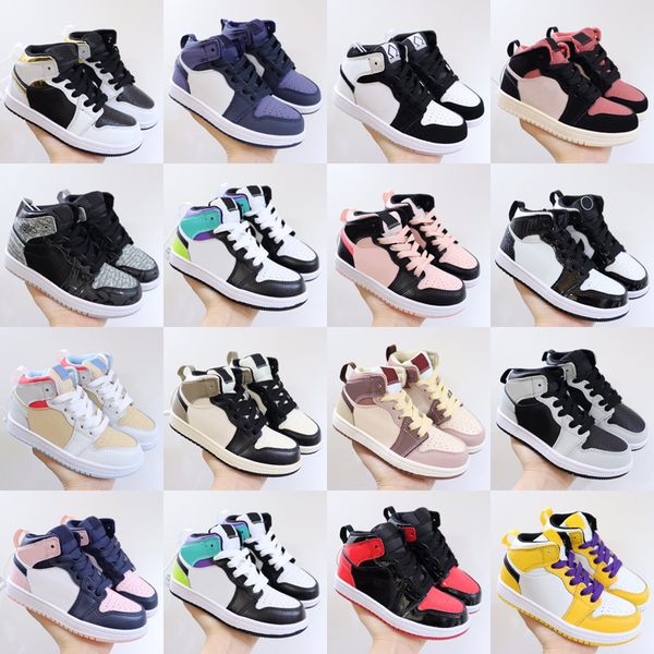 

kids jumpman 1 1s basketball shoes university blue leopard se multi-color black crimson tint digital pink z mist shadow toddler children sne