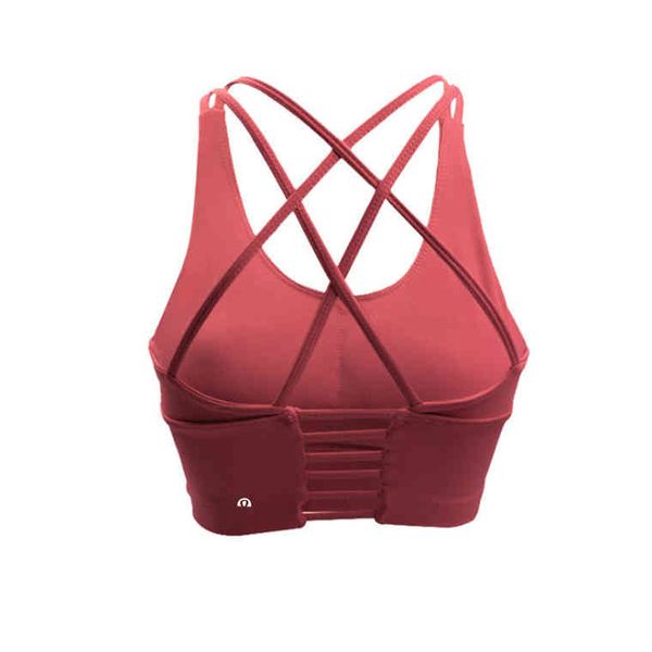 

lulu bras brand fashion hollow out sports underwear women's shockproof gathering beautiful back running yoga vest fitness bra of01, Red;black