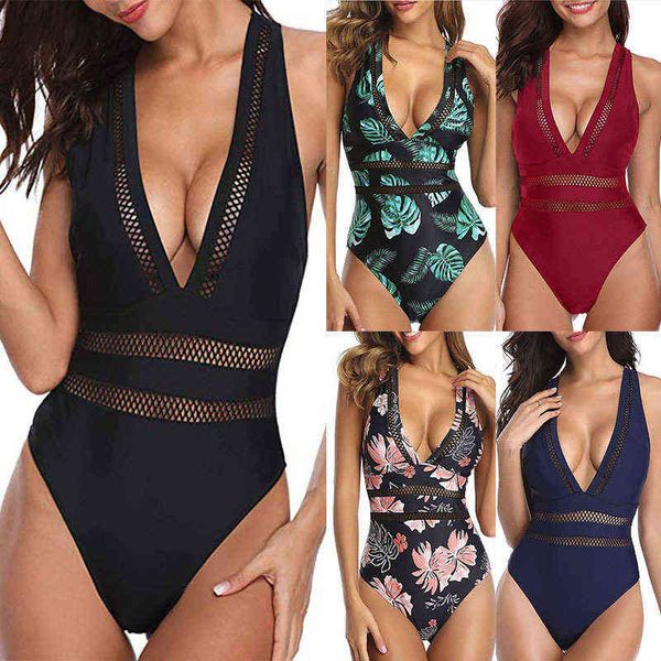 

piece women's one swimsuit black mesh v-neck cross sexy, White;black