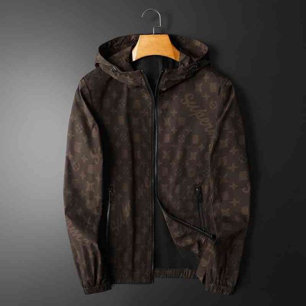 

men's luxury fashion brands menswear new casual hooded jacket thin print, Black