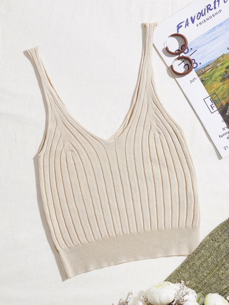 

ribbed knit cami y72g#, White;black