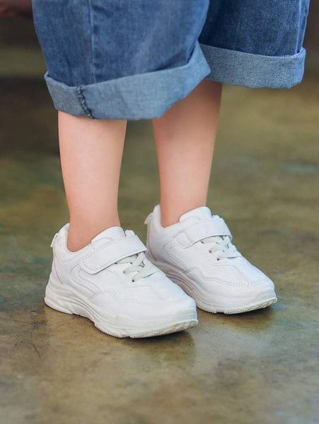 

boys lace up decor hook-and-loop fastener sneakers she02, Black