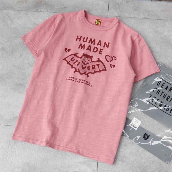 

human made x lil uzi vert co branded pink bat diamond nigo summer new short sleeve t-shirt men t-shirts280f, White;black