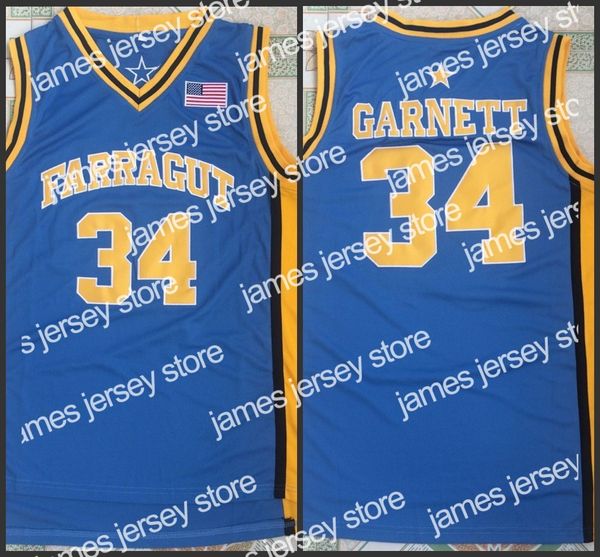 

james farragut 34 kevin garnett blue high school basketball jersey, Black