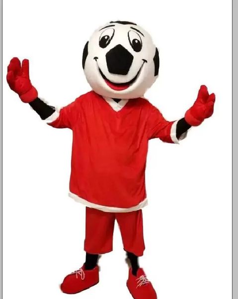 Costume mascotte da calcio rosso Personaggio a tema animale dei cartoni animati Festa di carnevale di Natale Costumi fantasia Abbigliamento da esterno per adulti