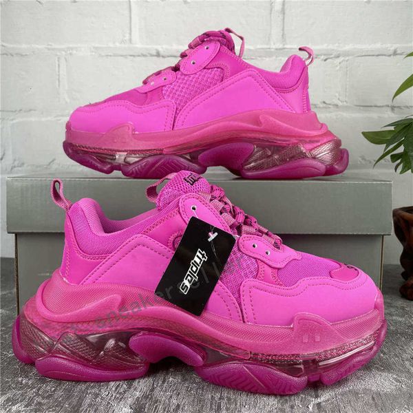 

newparis casual shoes triple s clear sole trainers dad shoe sneaker black silver crystal bottom mens womens superior quality chaussures