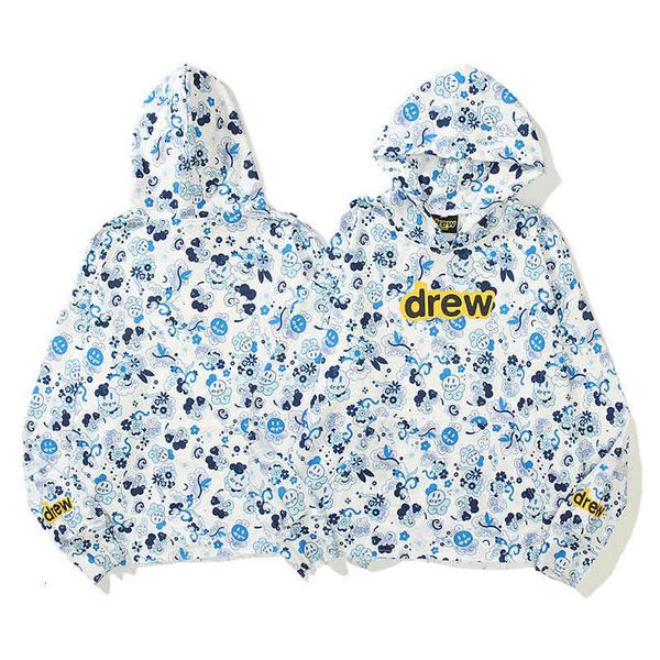 

men's hoodies sweatshirts early autumn fashion brand smiley face cartoon series round neck pullover long sleeve sweater batch, Black