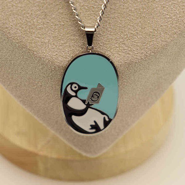 

bracelet set new titanium steel non fading fresh little penguin enamel necklace, Silver