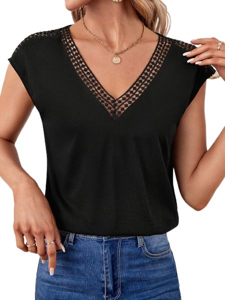 

contrast guipure lace dolman sleeve tee h7wo#, White