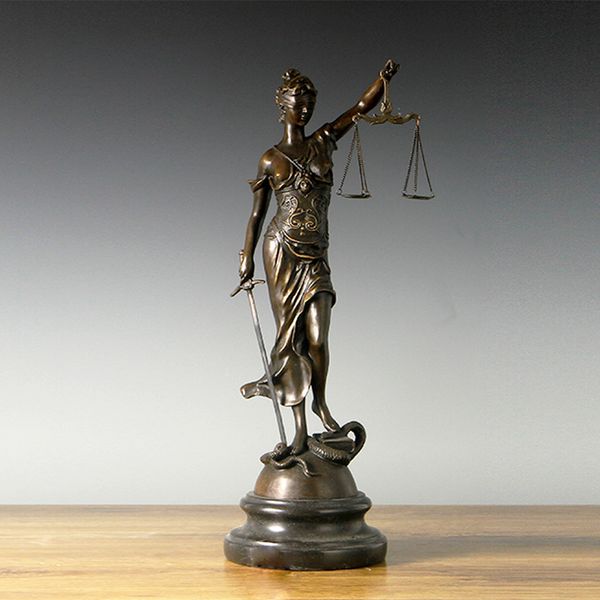 

lady justice statue bronze greek goddess themis justitia sculpture figurine estatua justica antique art perfect home decor, Silver