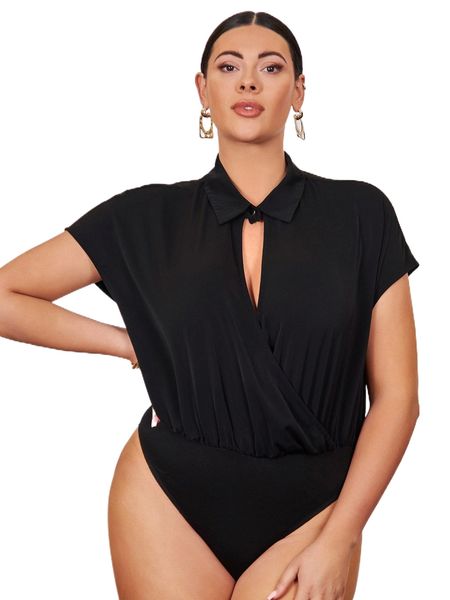 

x joanna plus cut out front dolman sleeve shirt bodysuit v7ou#, Black