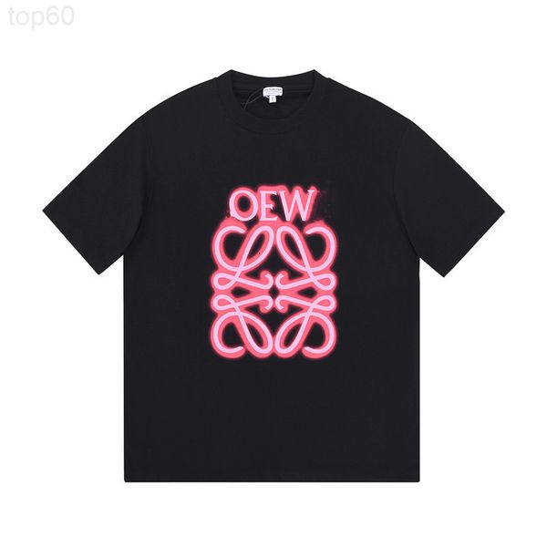 

women's t-shirt designer luojia spring and summer 2022 new light gram heavy cotton plain knit neon effect picture printed short sleeve, White