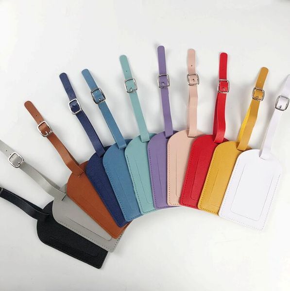 

pu leather suitcase luggage tag label bag pendant handbag travel accessorie address tags, Black