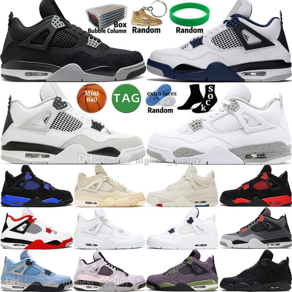 

sail og military black cat white oreo 4 4s mens basketball shoes university blue thunder fire red blank canvas bred purple metallic men
