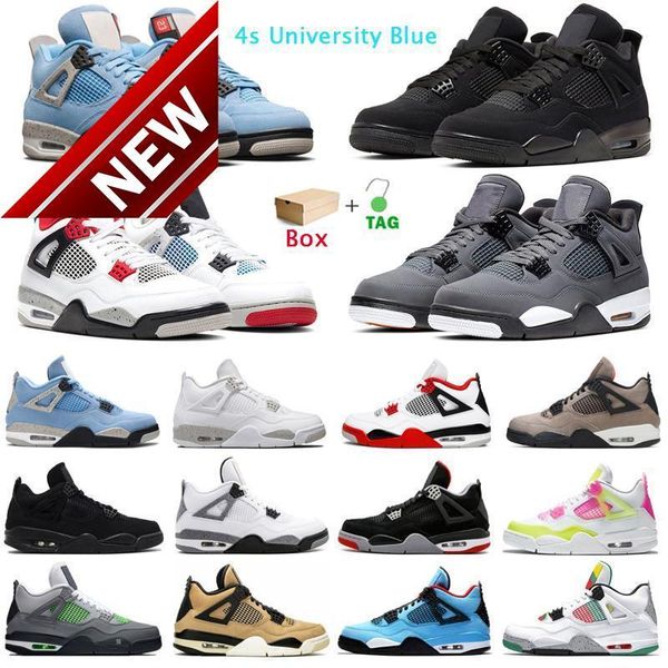 

sandals 4s 2023 jumpman basketball shoes 4 university blue white oreo fire red black mens trainers sports sneakers eur 36-45