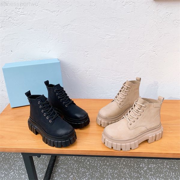 

pr-da designer luxury womens boots fashion leather rubber shoes nylon martin motorcycle military combat boot heatshoes, Black