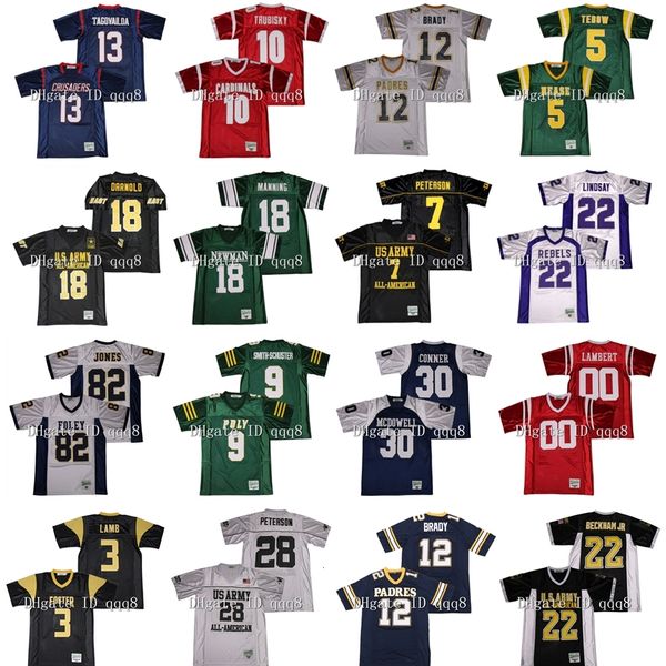 Na85 ALL AMERICAN US ARMY 18 SAM DARNOLD PATRICK PETERSON 28 ADRIAN PETERSON PADERS 12 TOM BRADY 13 Odell Beckham Jr HIGH SCHOOL Fußballtrikot