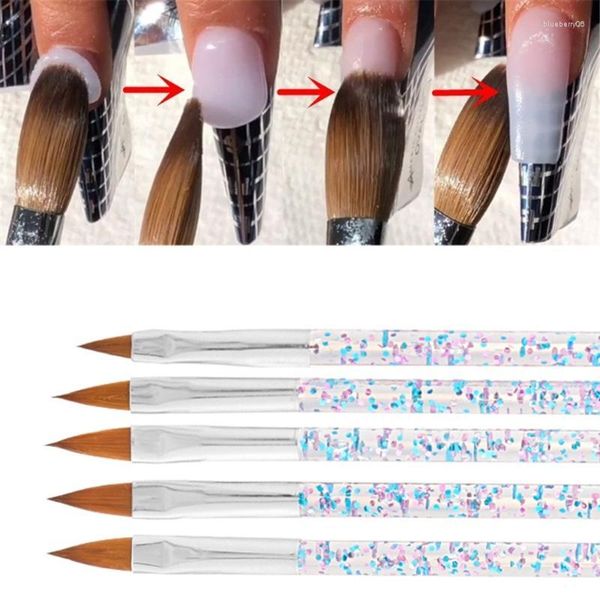 Kit per nail art 3/5 pezzi Set di strumenti per pennelli Manico in cristallo Gel UV acrilico Carving Glitter Pen Gradient Manicure DIY ToolNail