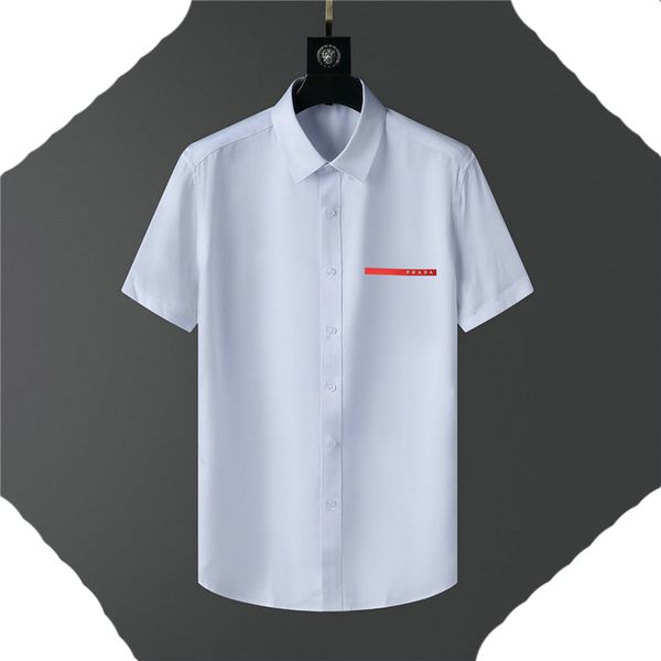 

design blouse shirts men's camisas de hombre fashion geometric letter print casual shirts men short sleeve turn down collar business dr, White;black