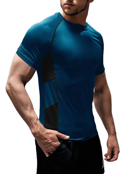 

men letter patched raglan sleeve sports tee l8ft#, White;black