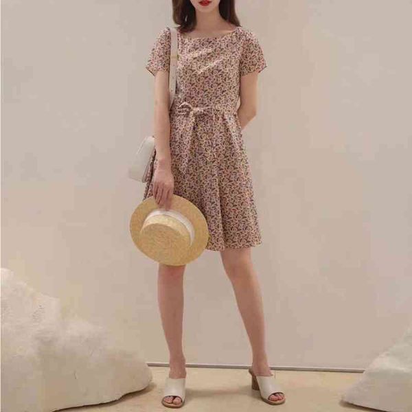 

casual dresses summer women's wear e hejia high count cotton waist closing large swing skirt printed dress, Black;gray
