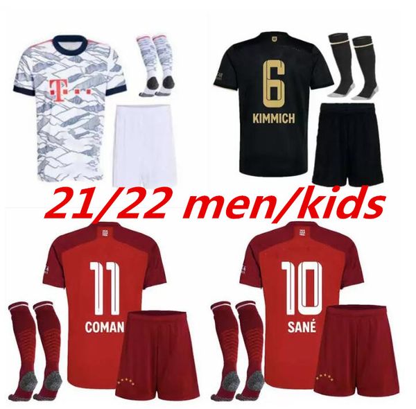 

2021 2022 kids soccer jerseys sets coman goretzka kimmich gnabry munich muller davies lewandowski sane sabitzer football shirt+shorts with s, Black;yellow