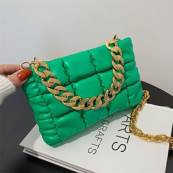 

trendy plaid shoulder bag fashion thick chain crossbody bags for women handbags and s 220602