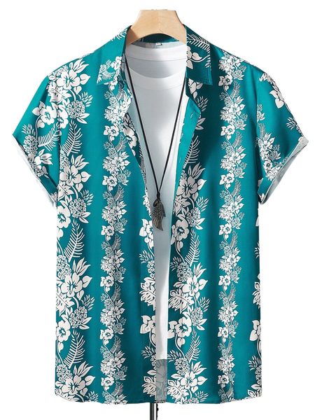 

men random floral print shirt without tee 79dl#, White;black