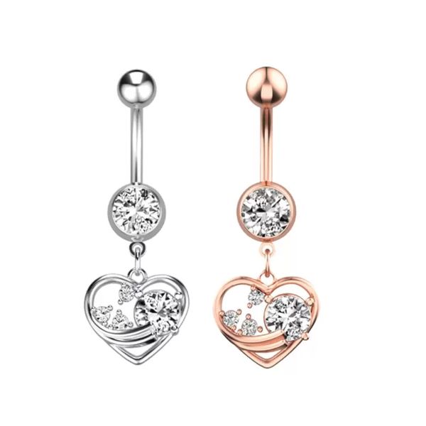 Piercing Dangle Diamond Belly Button Rings Navel Nail Anallergico Gioielli per il corpo in acciaio inossidabile 316L per donne Crop Top Will e Sandy