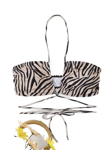 

zebra stripe halter bikini r11f#, White;black