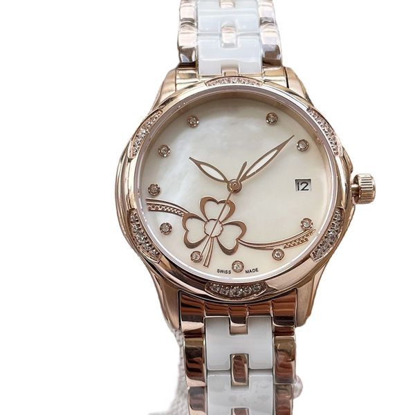 

fashion mechanical women's watch 35mm 8215 movement sapphire glass ceramic steel chain light and comfortable designer luxury watches wa, Slivery;golden