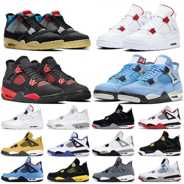 

2022 high mens women basketball shoes 4s jumpman 4 red thunder wild things university blue black cat fire motorsports sail metallic purple t