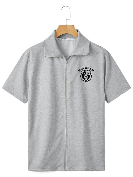 

men letter graphic zip up tee 0523#, White;black