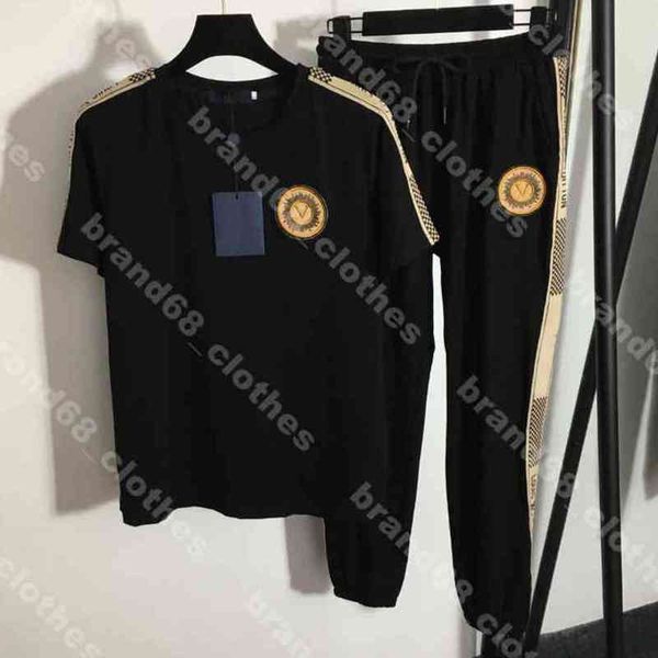 

women cotton luxury tracksuits casual short sleeves t shrit two piece pants suit solid color sportswear louisclothes clothes brand logo pull, Gray