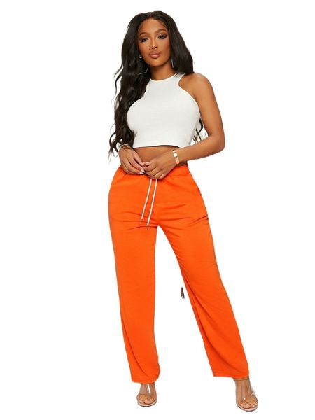 

sxy drawstring waist slant pocket sweatpants 25gx#, Black;white