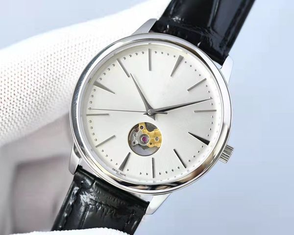 

tw watch manufacturers 9015 movement ultra-thin men's automatic mechanical italy imported calfskin sapphire double bu imported glass ma, Slivery;brown
