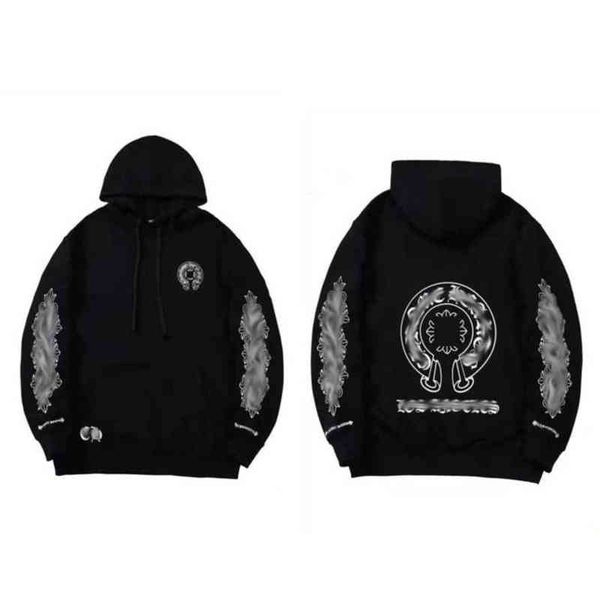 

luxury fashion mens sweatshirts designer hoodies ch classic zipper hooded sweater cross flower pullover sanskrit pattern casual coat women, Black