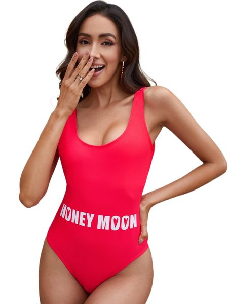 

letter graphic one piece swimsuit y0js#, White;black