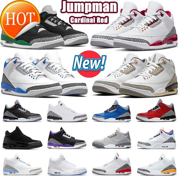 

men basketball shoes 3 3s jumpman cardinal red cement pine green racer blue medium grey midnight navy court purple unc mens trainer sports, Black