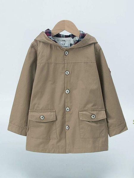 

yingzifang toddler boys patched flap pocket hooded jacket she, Blue;gray