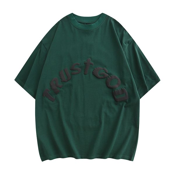 

short sleeve letter foam printing t-shirt men's women's 1 high street top, White;black