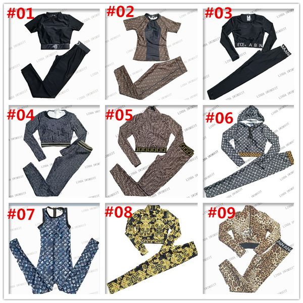 

womens yoga sets high waist running suits luxury logo embroidery print strong stretch fitness nylon clothing gym clothes hip-lifting legging