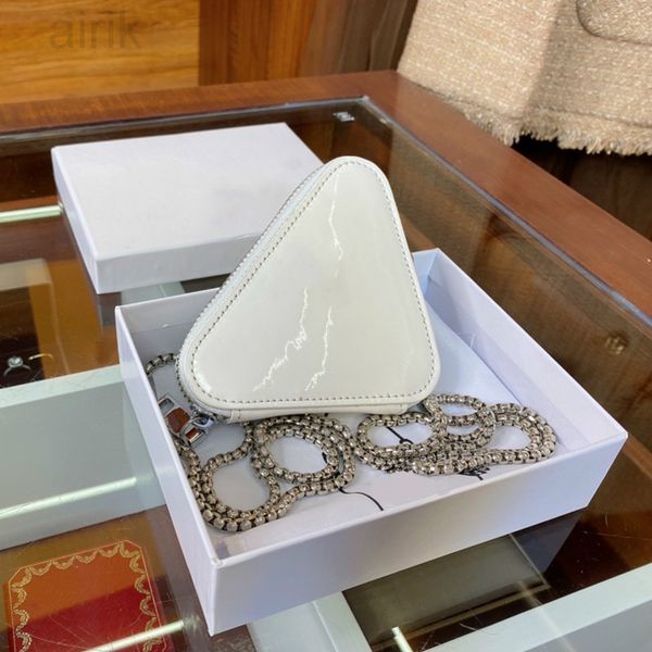 

women mini triangle chain bags fashion luxury lady tiny purses crossbody shoulder bags cute change bag designers wallets black white silver