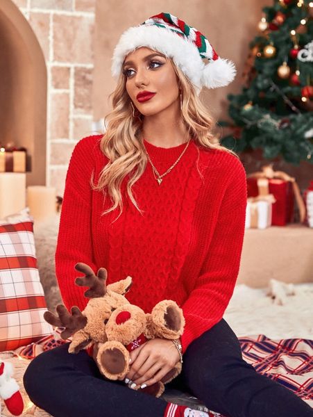 

cable knit drop shoulder sweater d3gt#, White;black