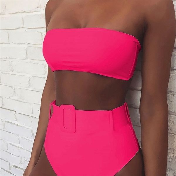 

high waist bikini black swimwear women swimsuit summer bandeau bikinis set swimming for bathing suit woman swimsuits 220615, White;black