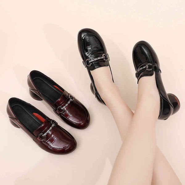 

dress shoes le fu shoes single shoe women's autumn thick heel soft sole le british style cow leather large 43 lj96, Black