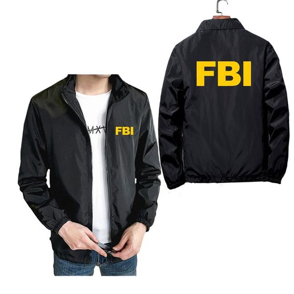 Мужские куртки Мода FBI Parint Zippper Jacket Men Spring Autumn Long Sleeve Casual Windbreaker Coat Male Oversized Harajuku Streetwear 7xl