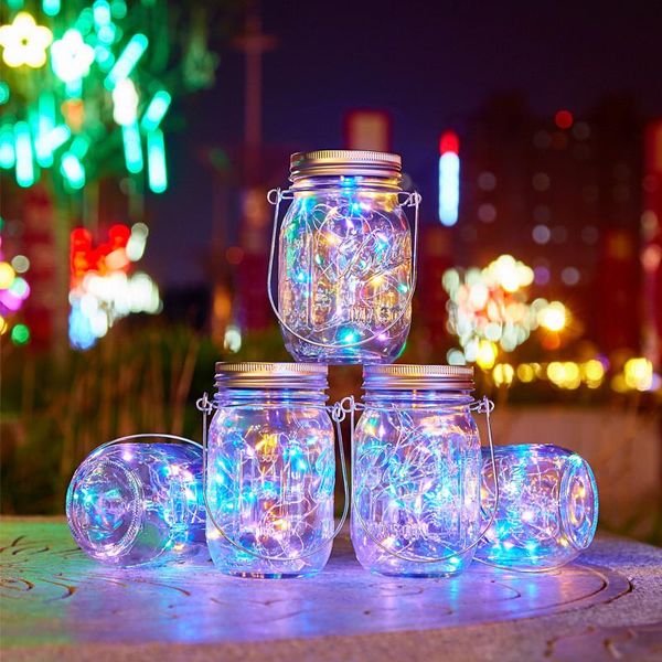 Stringhe LED String Light ad energia solare per barattolo di vetro Inserto coperchio Cambia colore Giardino Decorazioni natalizie impermeabili Ghirlanda Stringhe LED LED