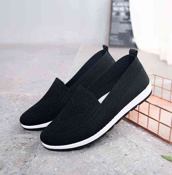 

mothers shoes fabric loafers for women casual sneakers for spring and summer flat heels breathable flat shoes y2207012, Black