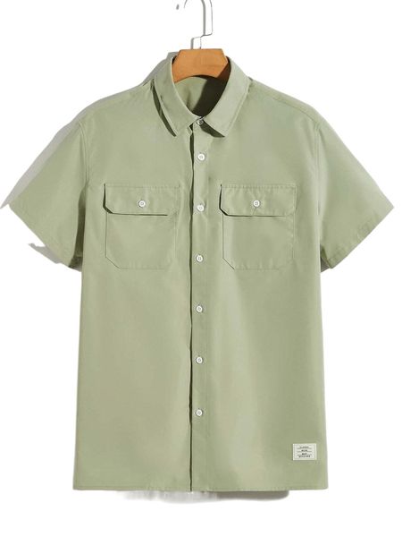 

men flap pocket letter patched detail shirt r8zy#, White;black